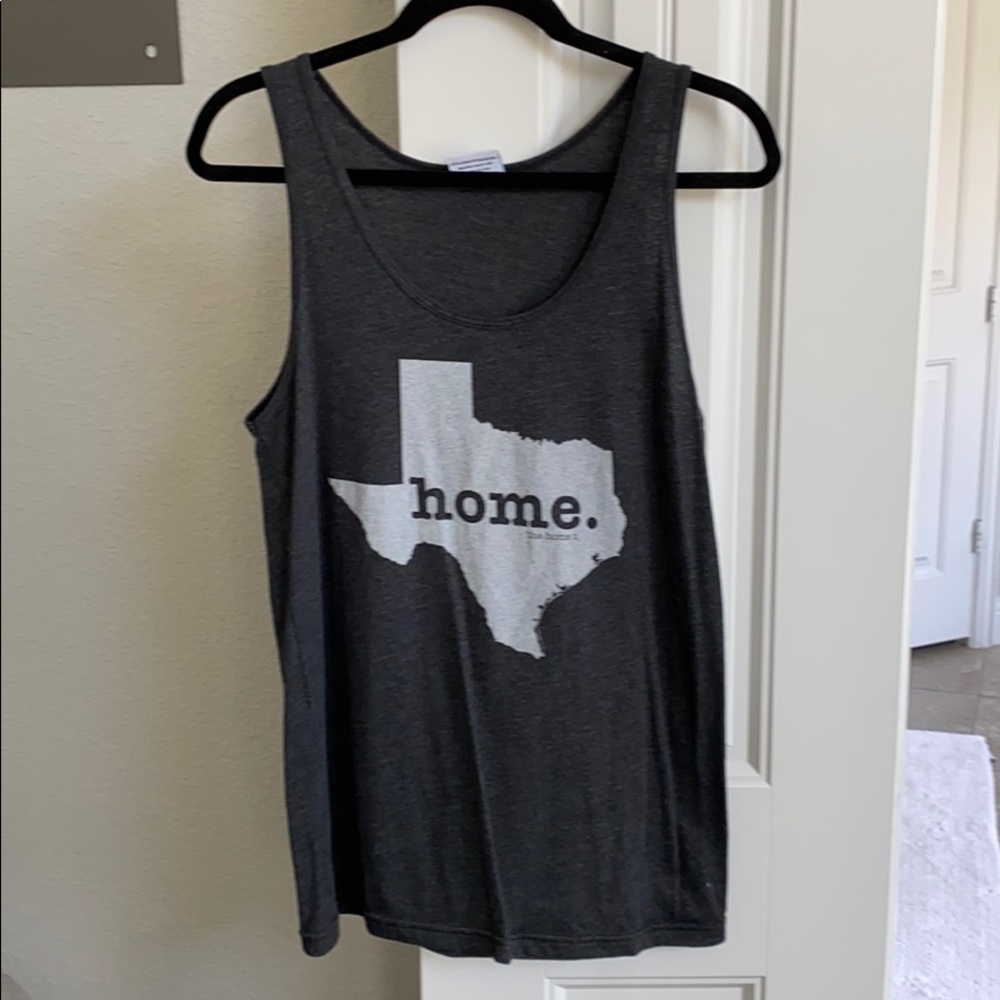The Home T • gray Texas tank top, size M